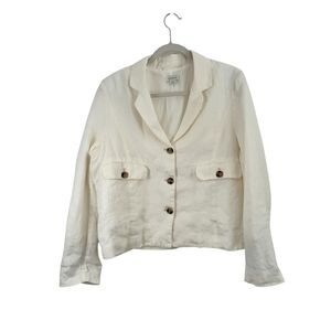 Sundance 100% Linen White Blazer Preppy Office Lagenlook Coastal Womens Size XL
